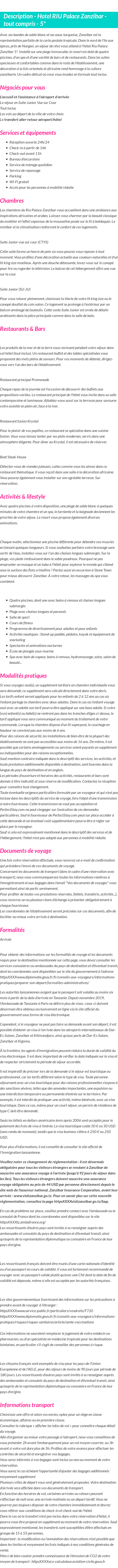 Détails du séjour