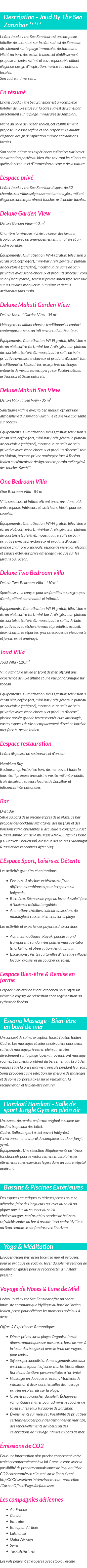 Détails du séjour