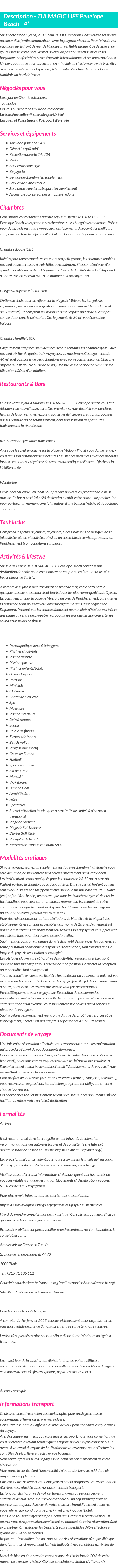 Détails du séjour