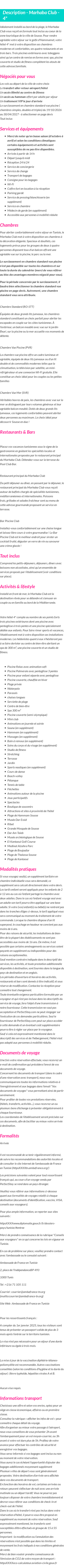 Détails du séjour
