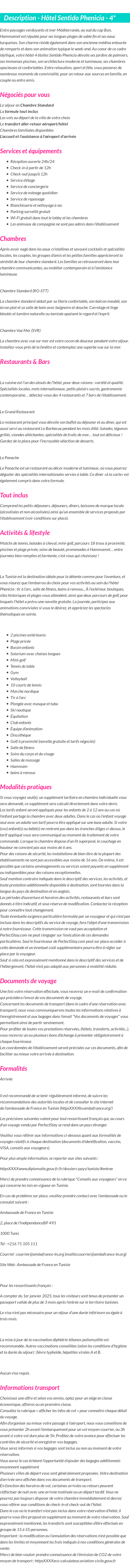 Détails du séjour