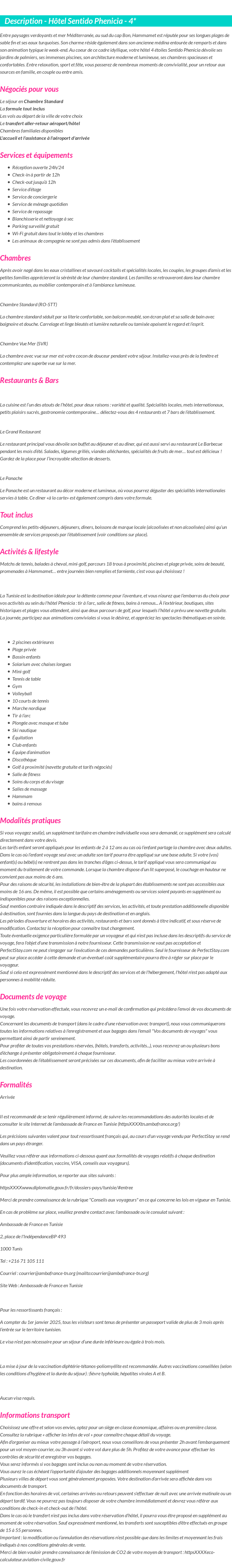Détails du séjour