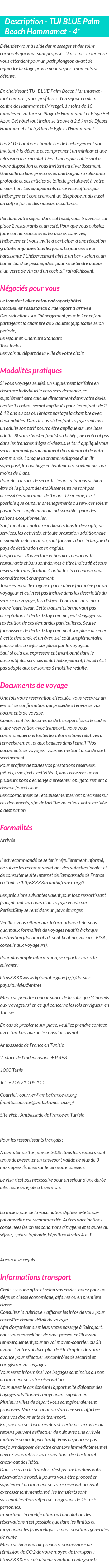 Détails du séjour
