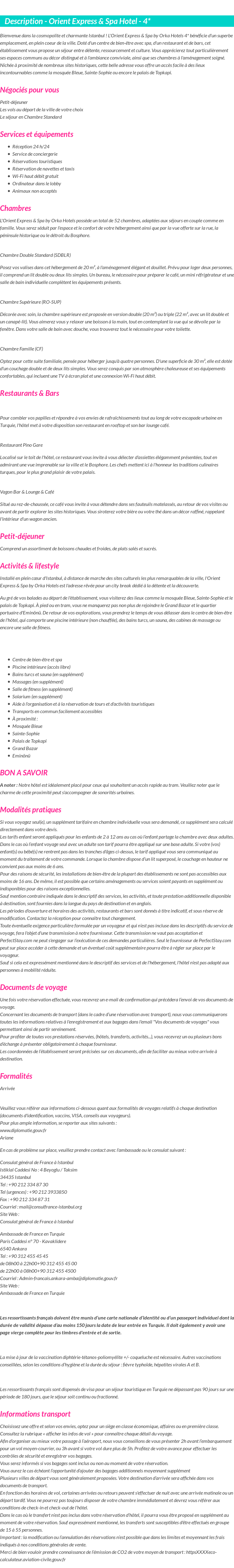 Détails du séjour
