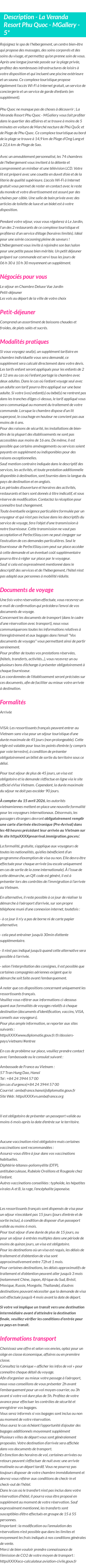 Détails du séjour