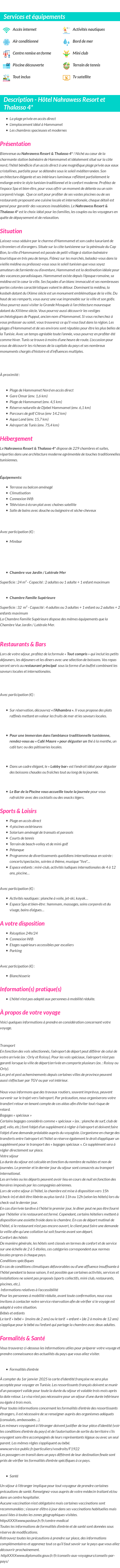 Détails du séjour