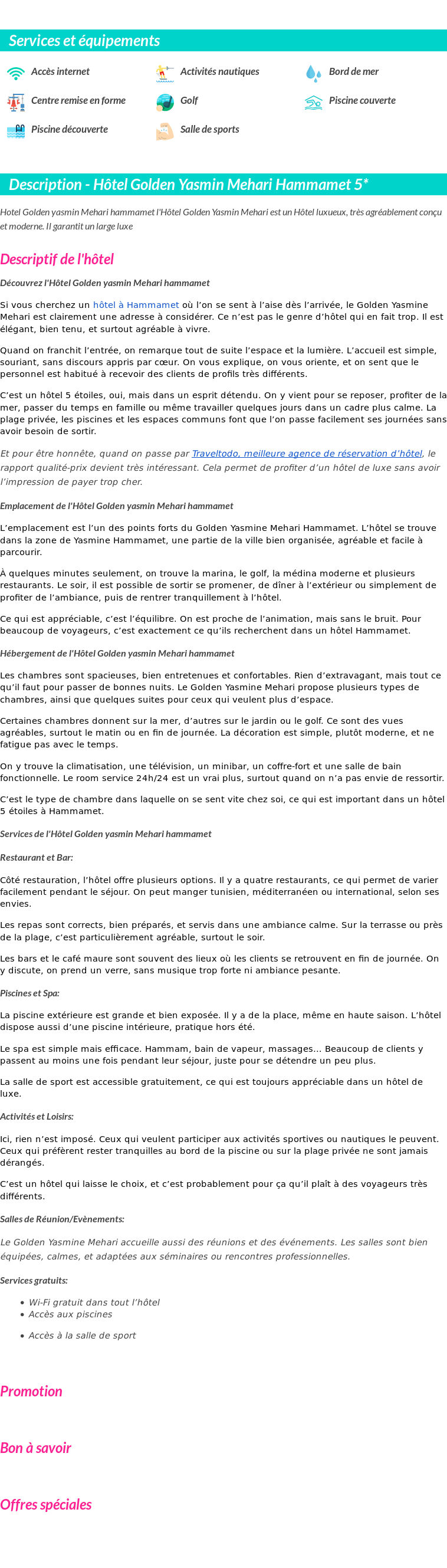 Détails du séjour