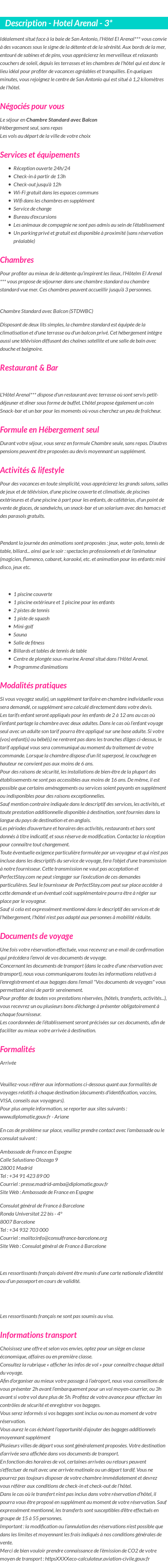 Détails du séjour