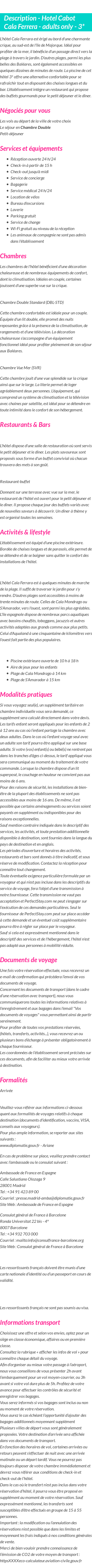 Détails du séjour