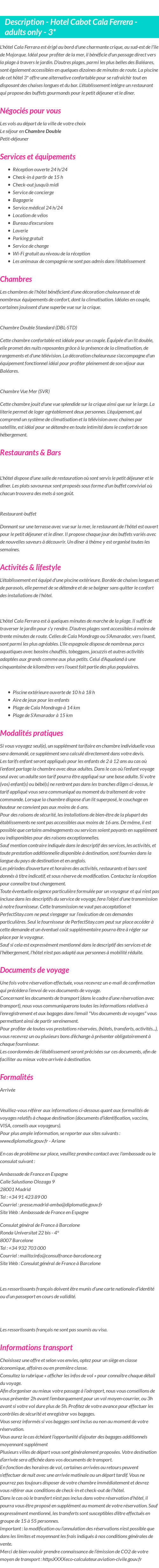 Détails du séjour