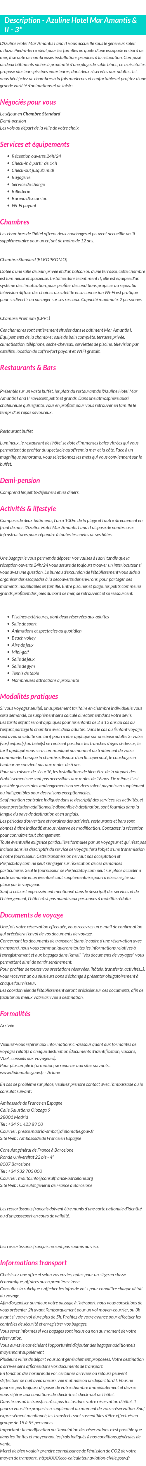 Détails du séjour