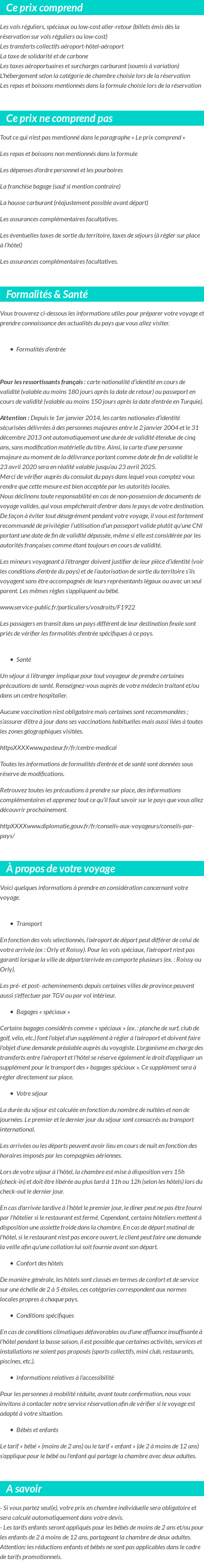 Conditions tarifaires