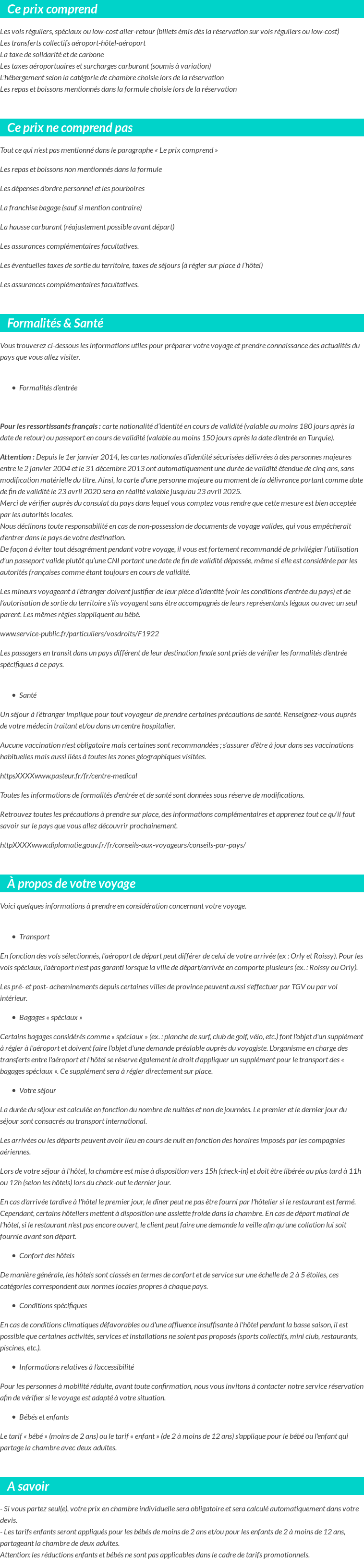Conditions tarifaires