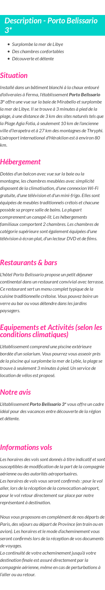 Détails du séjour