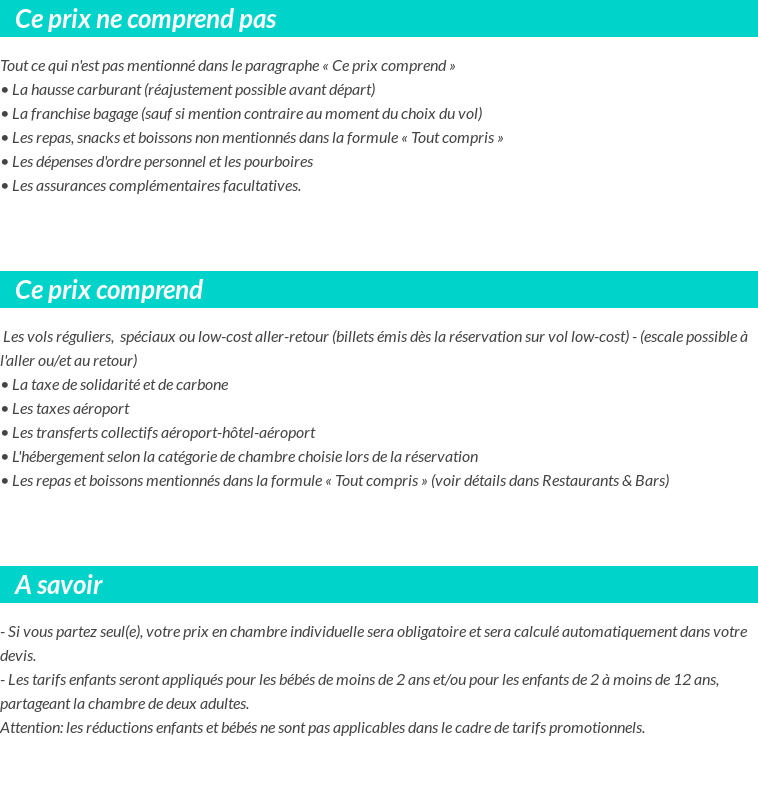 Conditions tarifaires