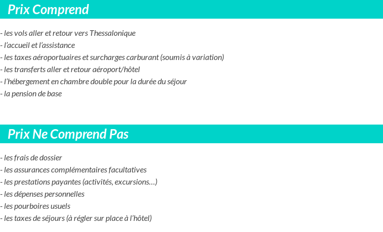Conditions tarifaires