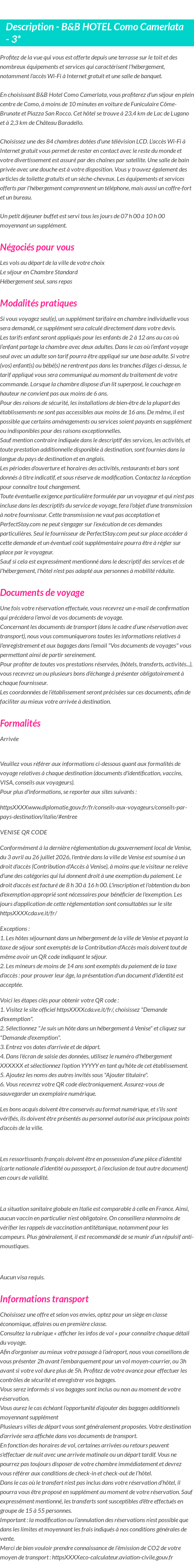 Détails du séjour