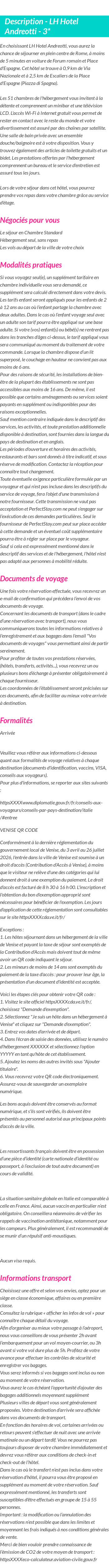 Détails du séjour