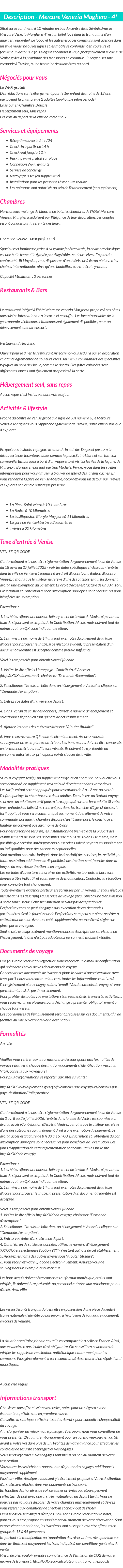 Détails du séjour