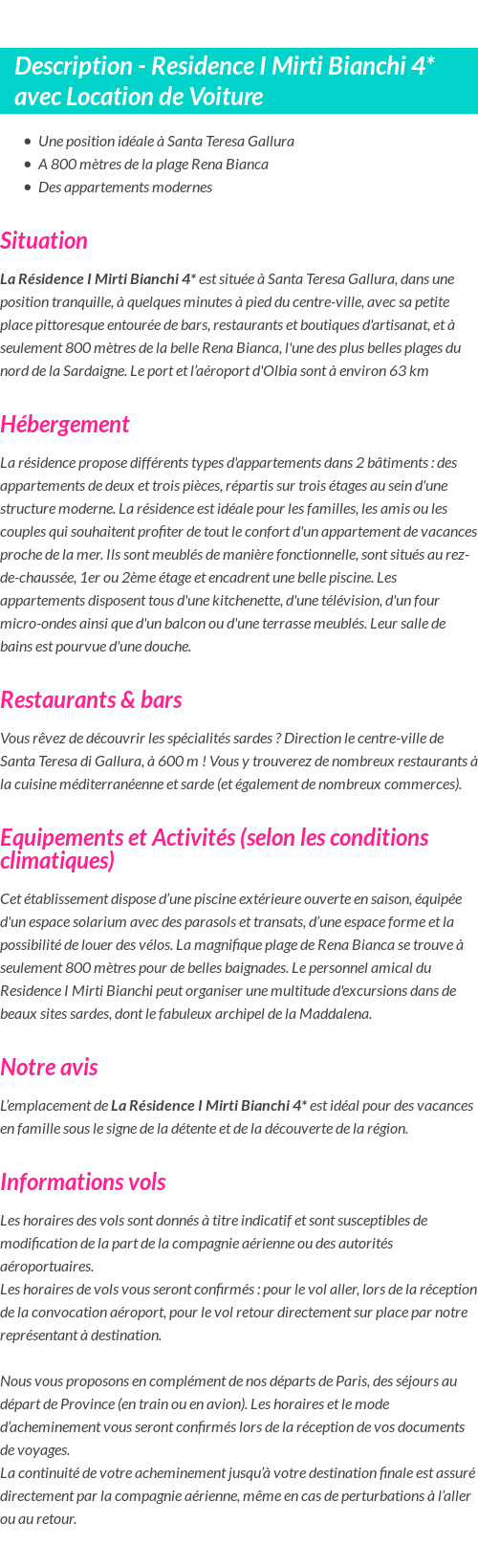 Détails du séjour
