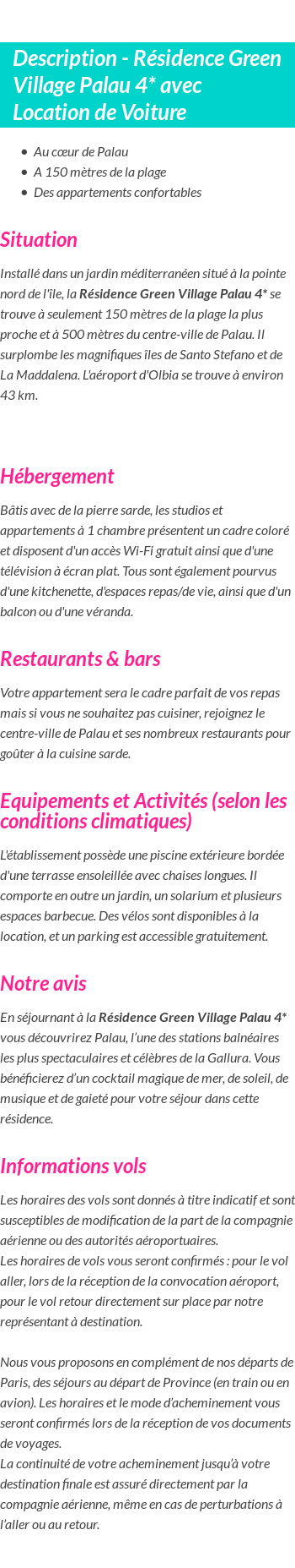 Détails du séjour