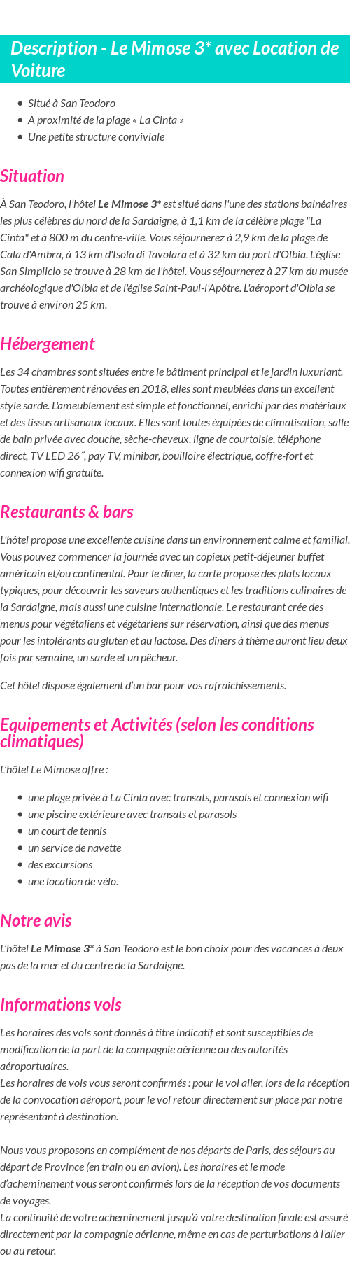 Détails du séjour