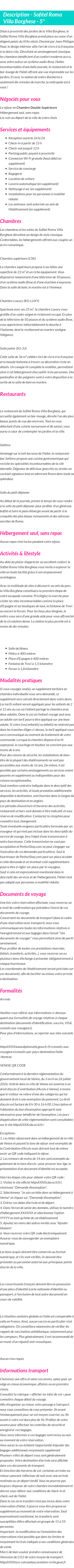 Détails du séjour