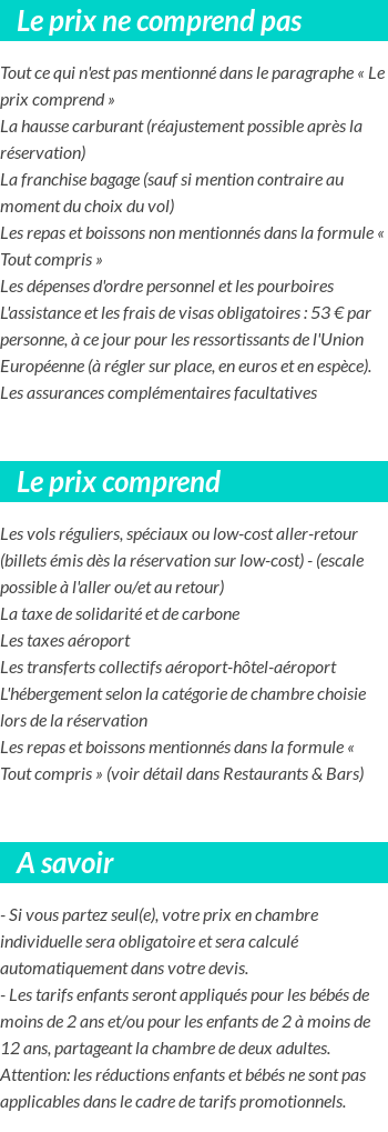 Conditions tarifaires
