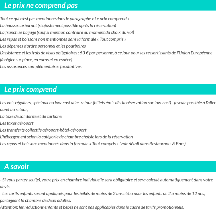 Conditions tarifaires