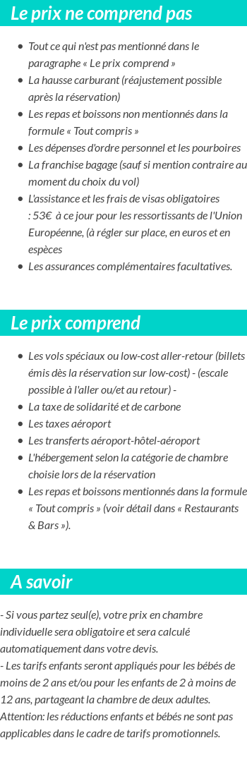Conditions tarifaires