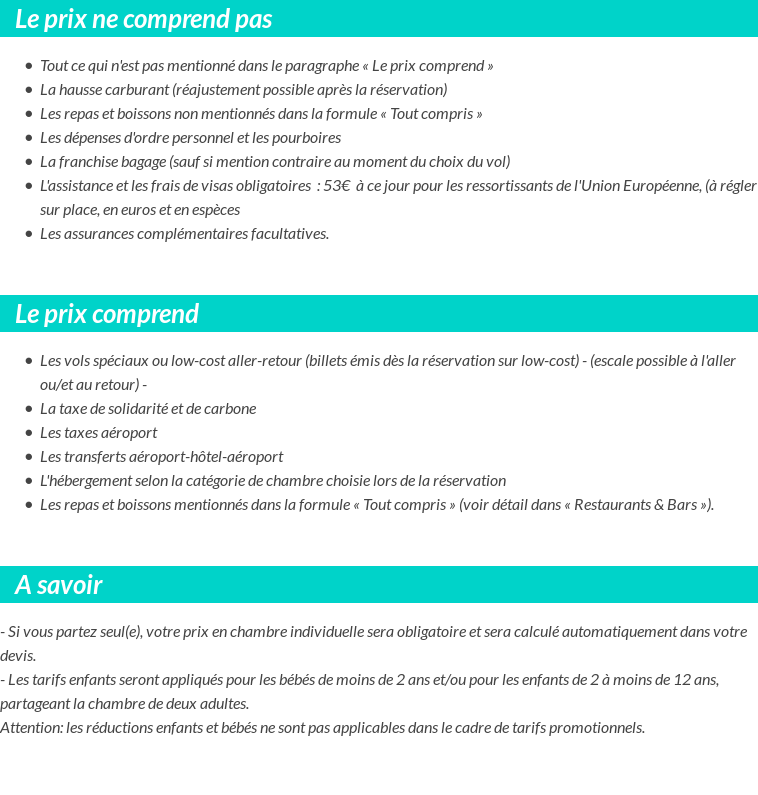 Conditions tarifaires
