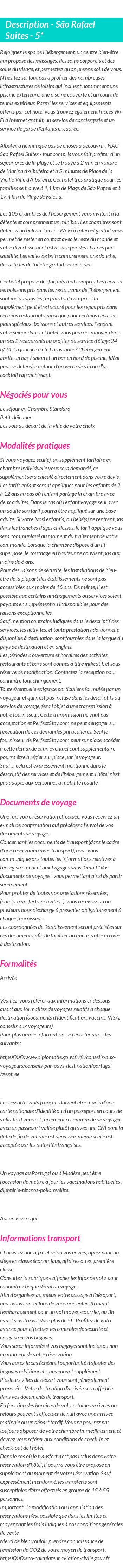 Détails du séjour