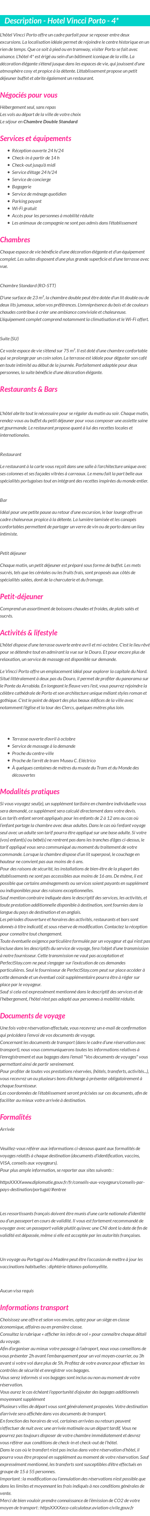 Détails du séjour