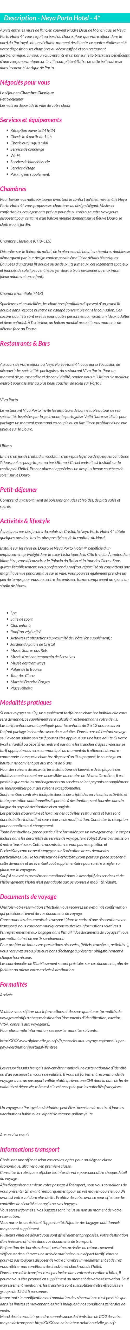 Détails du séjour
