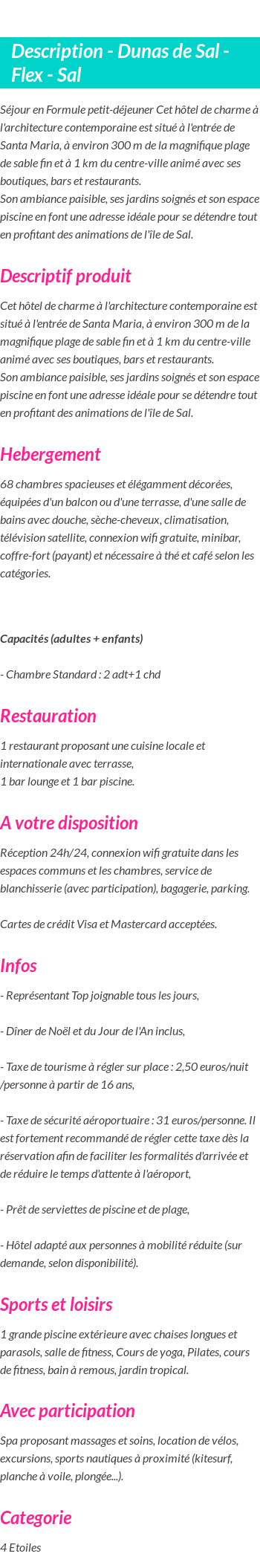 Détails du séjour