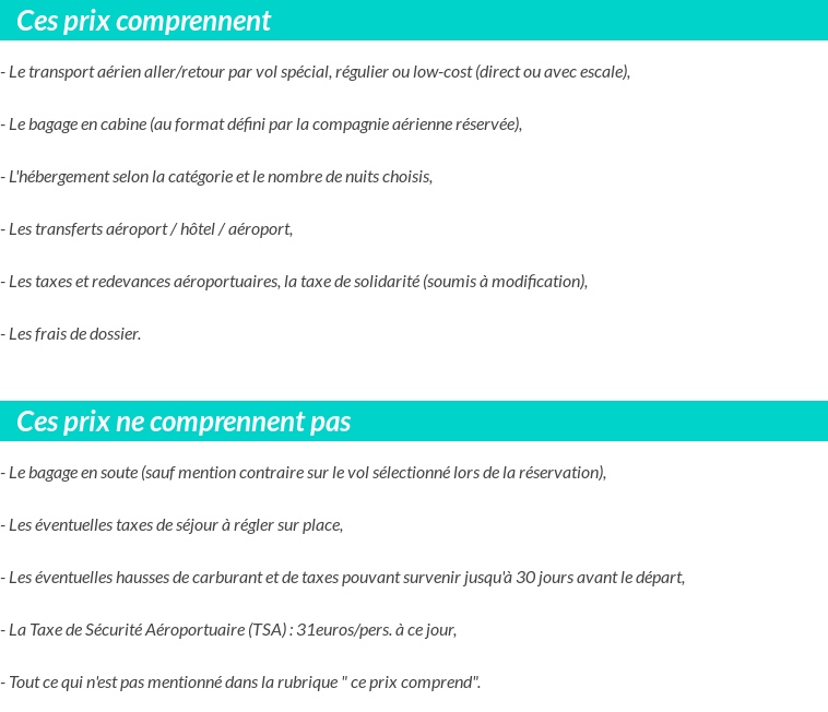 Conditions tarifaires