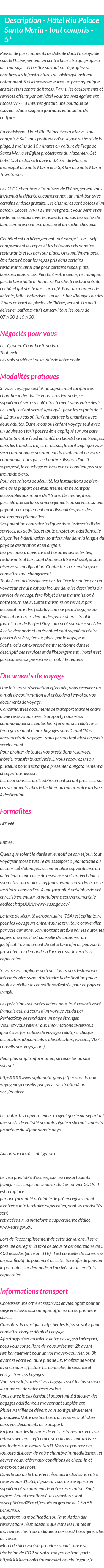 Détails du séjour