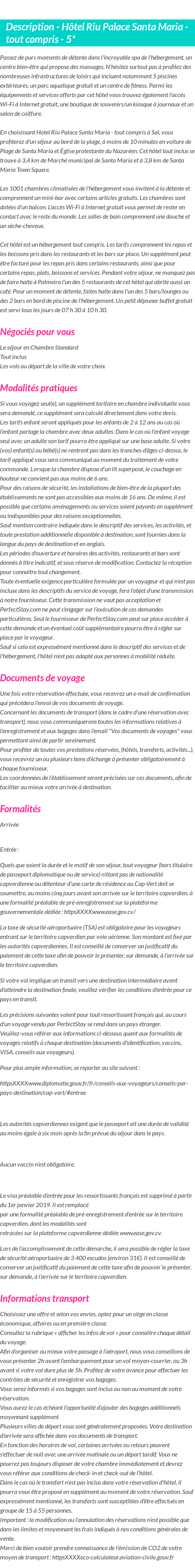 Détails du séjour