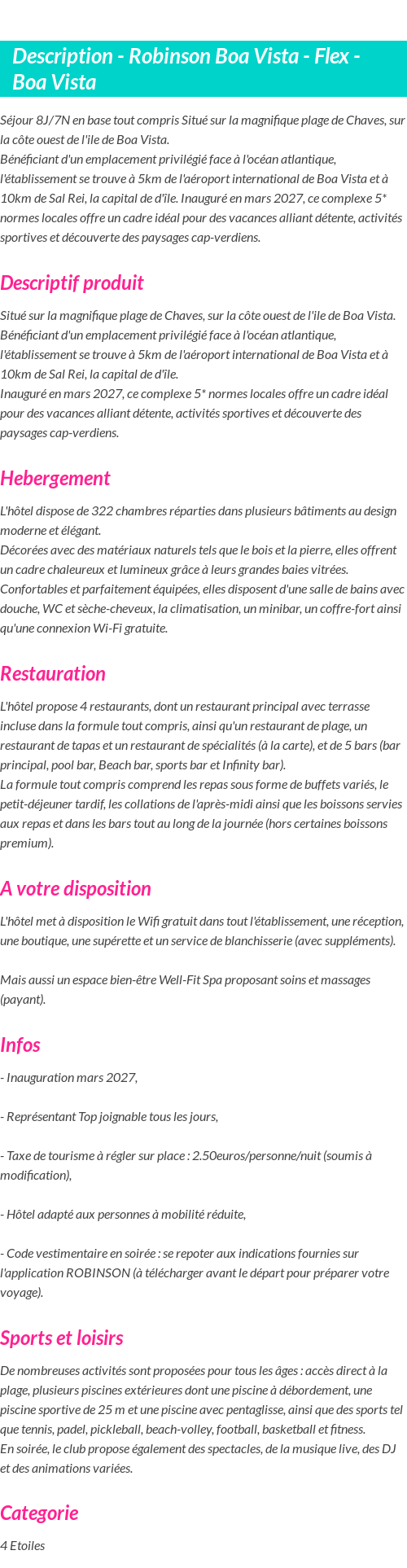 Détails du séjour