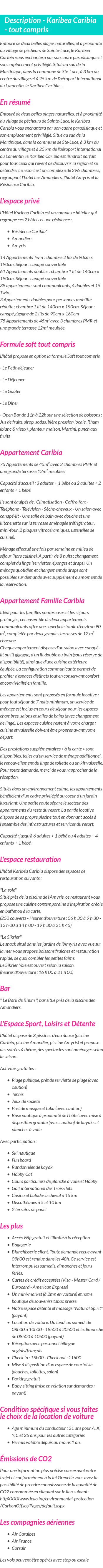 Détails du séjour
