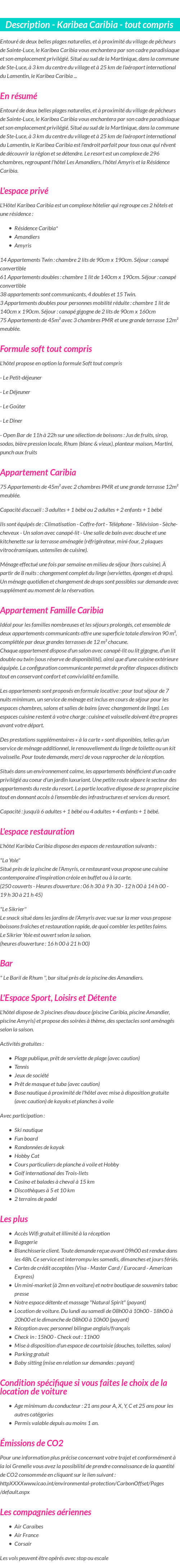 Détails du séjour