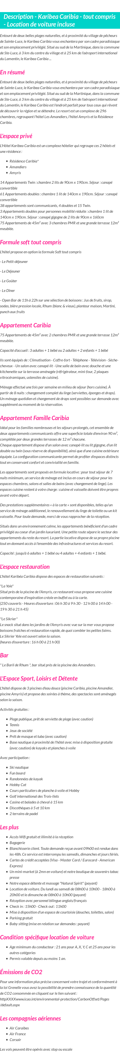 Détails du séjour