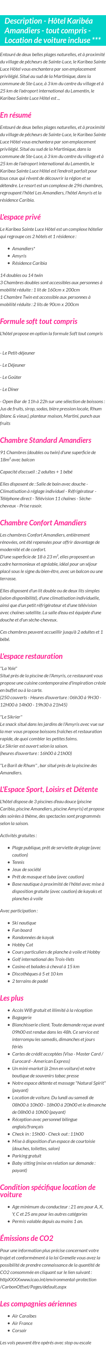 Détails du séjour