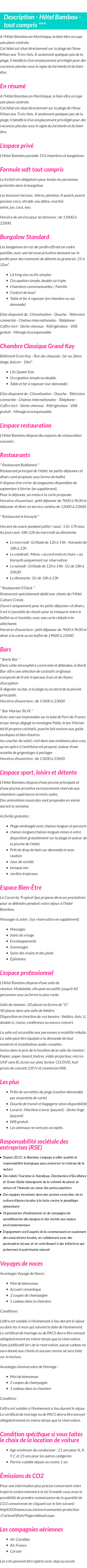Détails du séjour