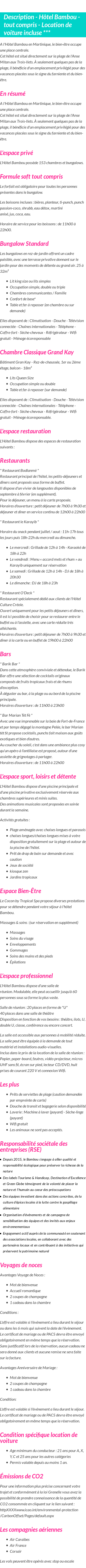 Détails du séjour