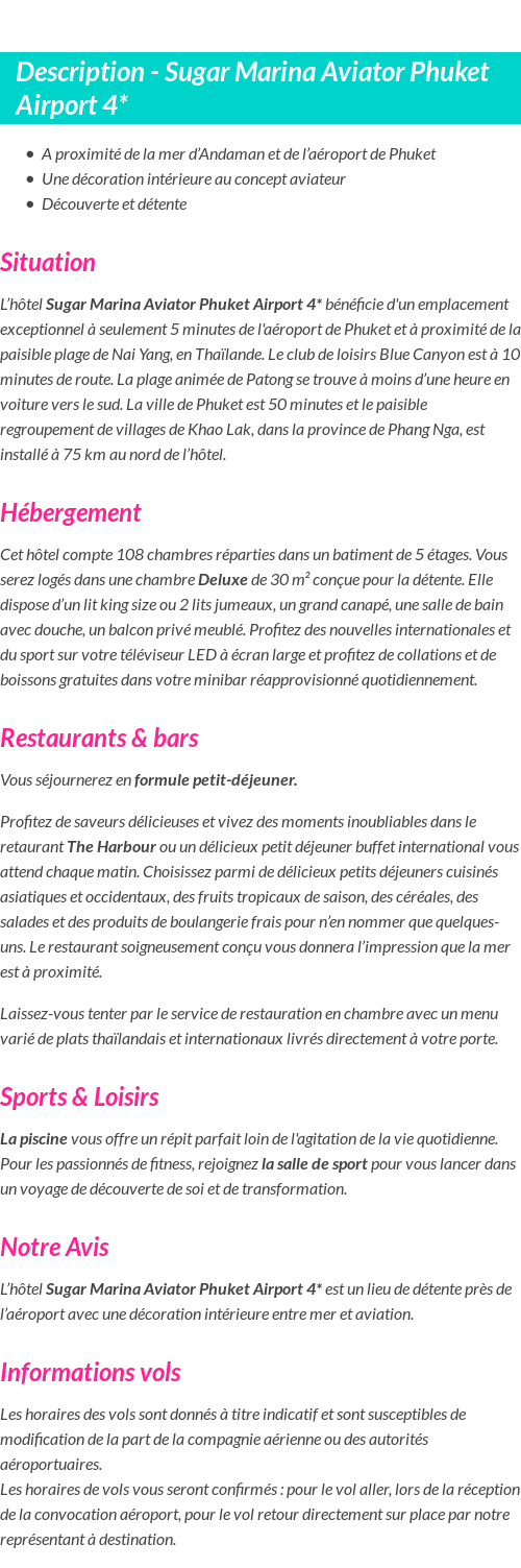 Détails du séjour
