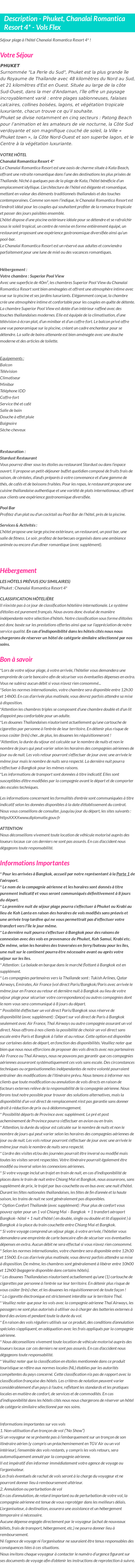 Détails du séjour