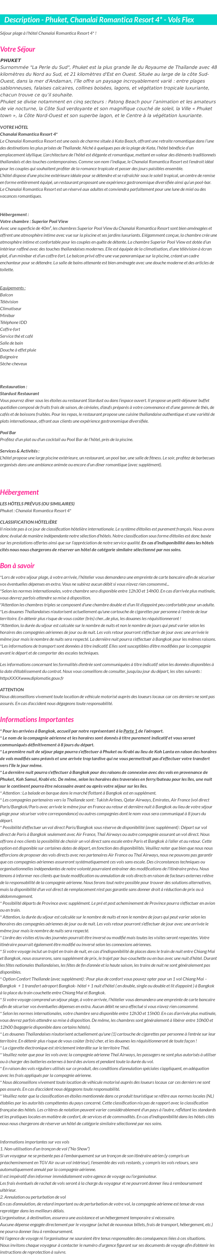 Détails du séjour