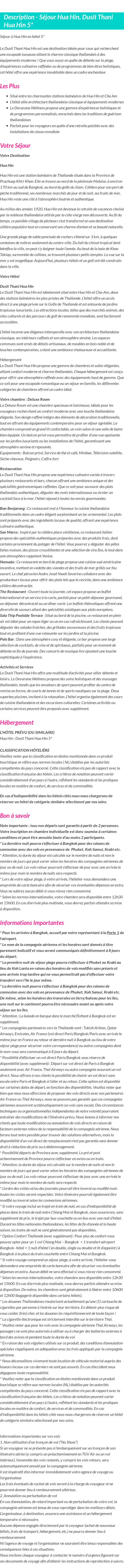 Détails du séjour