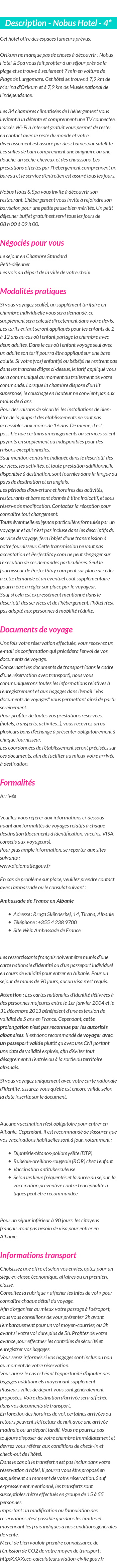 Détails du séjour